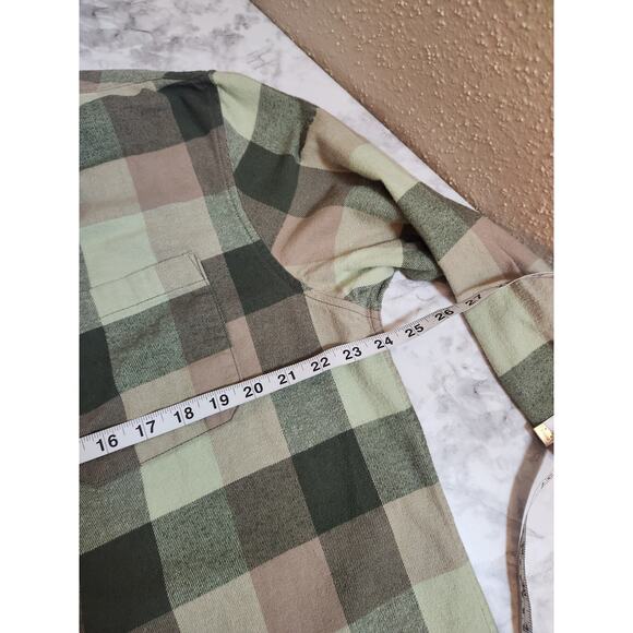 Quiksilver Men's Button Down Plaid Long Sleeve Shirt Green and Brown Size XL - Picture 5 of 6